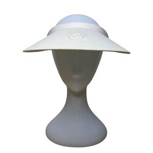 Liz  Claiborne Womens White Cotton Adjustable Visor Hat Summer Embroidered Logo